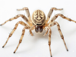 Fototapeta premium Close-Up of Light Brown Spider - A Fascinating Glimpse into the World of Arachnids, Perfect for Nature Documentaries, Biology Textbooks, and Wildlife Photography