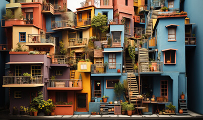 An image of a colored house and life in it.