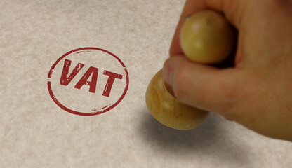 VAT value-added tax stamp and stamping - obrazy, fototapety, plakaty
