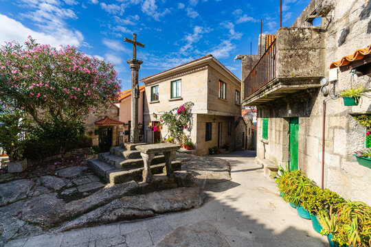 View of the beautiful fishing village of Combarro, in Pontevedra, Galicia