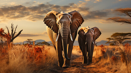 Fototapeta na wymiar pair of elephants
