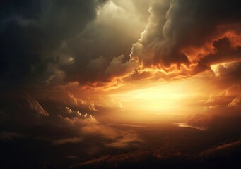 Obraz premium A beam of sunlight piercing through a dramatic Generativ Ai,