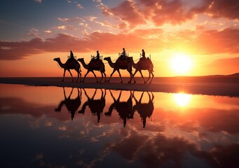 "Desert Nomads: A Camel Caravan Journey" Generativ Ai,