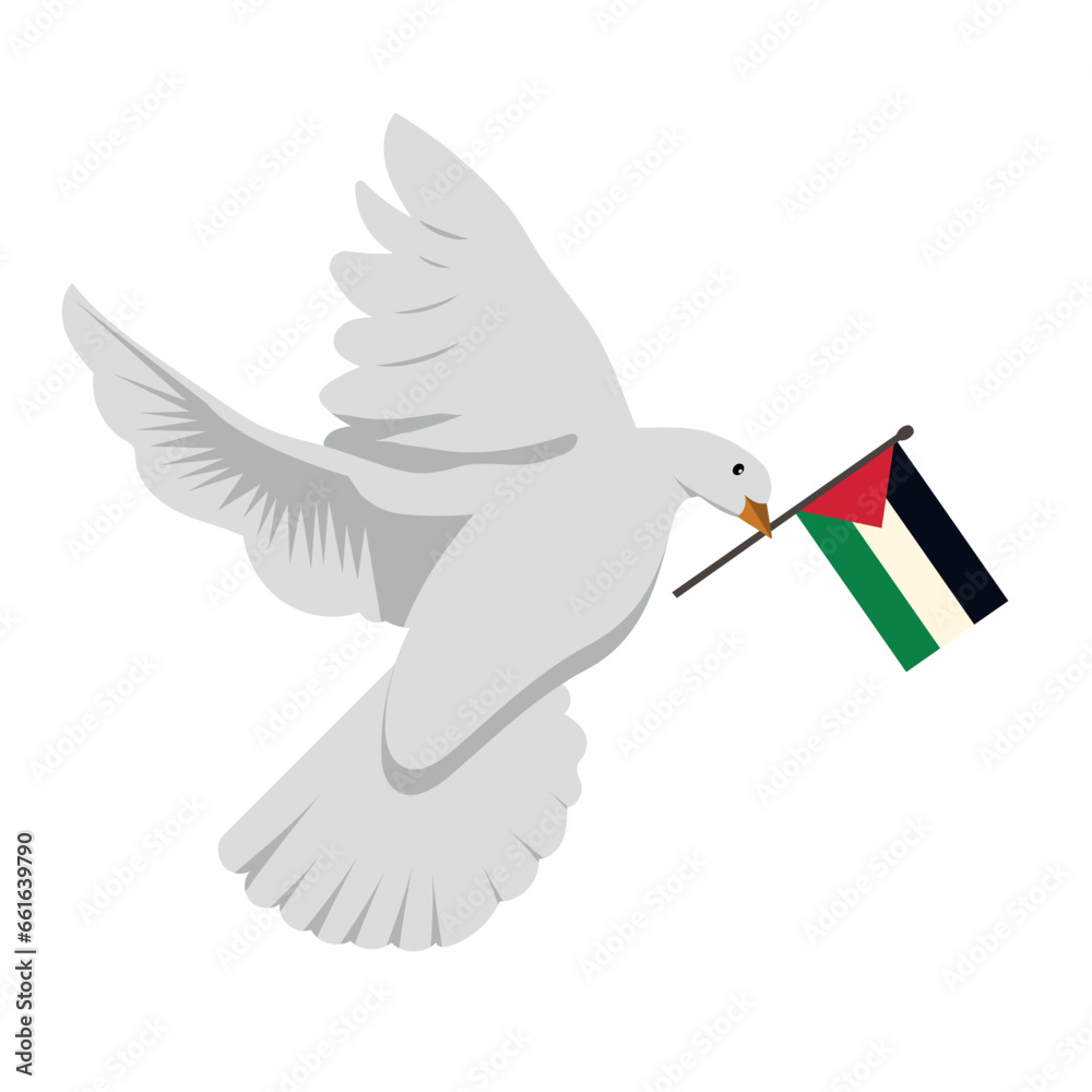 Sticker palestine flag with dove flying