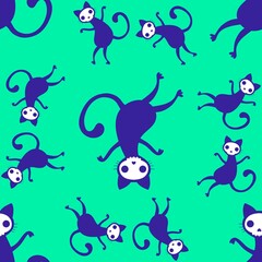 Halloween cat and pumpkins seamless ghost and skulls and poison pattern for wrapping paper and fabrics