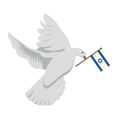 israel flag with dove flying