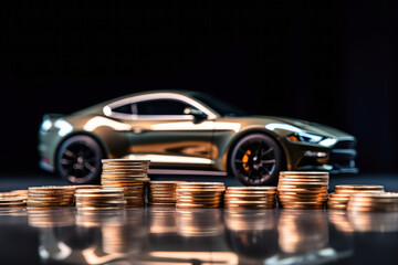 A financial bitcoin and fast cars concept.