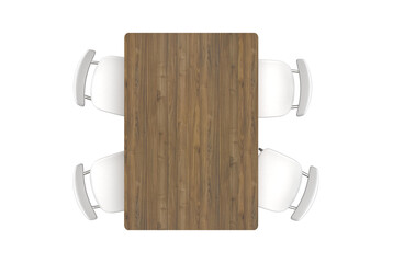 Isolated 3D table and chairs scene creator rendering.