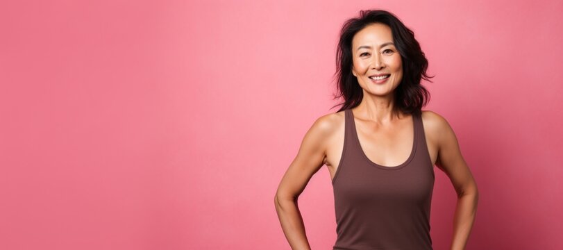 Mature Asian woman smile face portrait