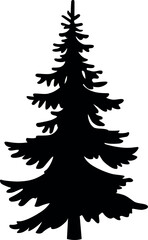 Big Spruce, coniferous evergreen tree - vector silhouette picture for logo il pictogram. Christmas tree is a large tree, a stylized image of a plant for an icon or sign.