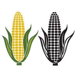 corn cob icons isolated on white background