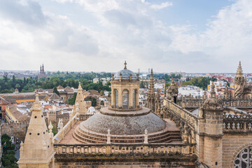 Fototapeta na wymiar Seville city skyline over the Seville Cathedral