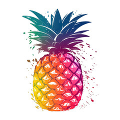 Pineapple Pop art illustration, isolated on white transparent background