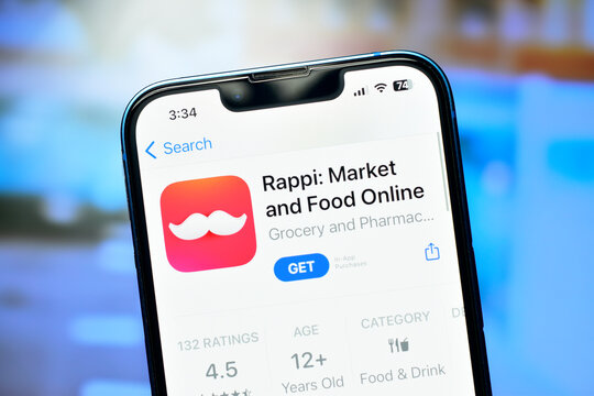 New Delhi, India 10 September 2023:- Rappi app on smartphone use to market and order online food
