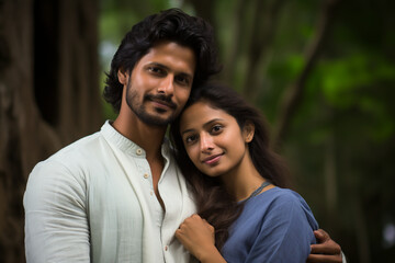 Fototapeta premium Portrait Of An Indian Couple In Village, Indian Couple, Indian Couple Portrait
