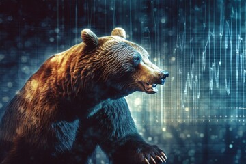 Modern bearish approach to stock market investment. Generative AI