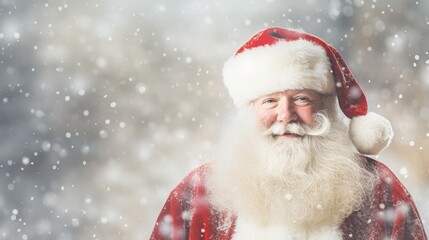 A man dressed as santa claus in the snow. wallpaper