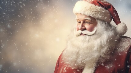 Santa Claus wearing a festive Santa hat in close-up