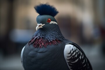 An image of a pigeon dressed like a president. Generative AI