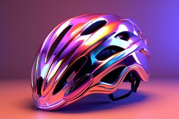 Shiny bike helmet in a 3D illustration. Generative AI
