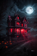 Fototapeta na wymiar Halloween house at the dead of night 