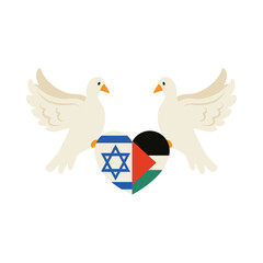 israel and palestine flags with doves