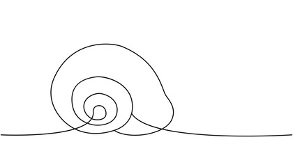 Mollusc one line continuous drawing. Tropical underwater shell continuous one line illustration. Vector minimalist linear illustration.
