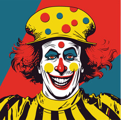 Cartoon strange scary grinning Clown with sinister smile Vector