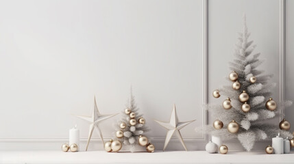 wall mock up Christmas interior. Scandinavian style, white blank space. ai generative
