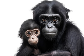 Siamang Gibbon and Precious Baby on isolated background