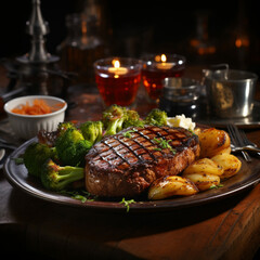 grilled meat with vegetables