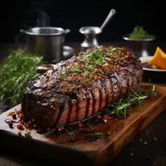 grilled steak with vegetables