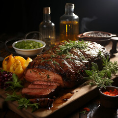 grilled steak with vegetables