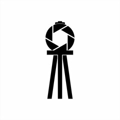 Tripod logo design with diaphragm illustration.