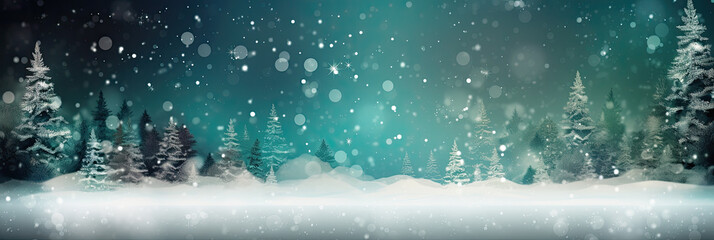 Christmas snowy landscape with trees and snow - AI Generated