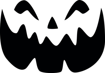 Pumpkin monster face black silhouette.