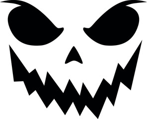 Fototapeta premium Pumpkin monster face black silhouette.
