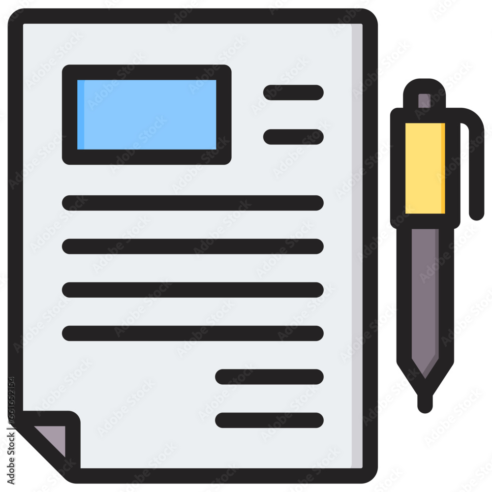 Poster contract outline color icon