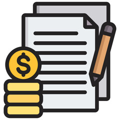 Financing Contract Outline Color Icon