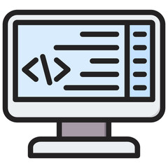 Line Code Outline Color Icon