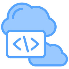 Cloud Coding Blue Icon