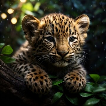 un pequeño leopardo en la selva