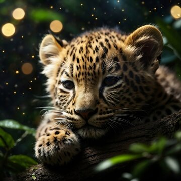 cachorro de leopardo en la selva