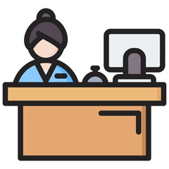 Receptionist Outline Color Icon