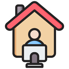 Home Office Outline Color Icon