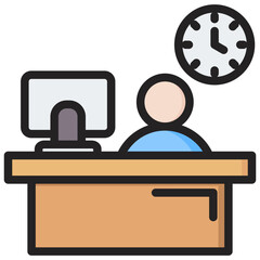 Serviced Offices Outline Color Icon