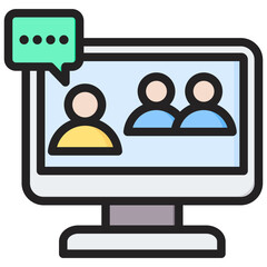 Online Meeting Outline Color Icon