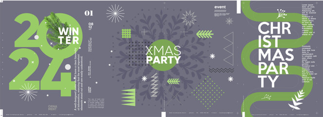 Naklejka na ściany i meble Merry Christmas and happy new year. 2024. Modern minimalistic Christmas banner. Vector illustration with elements of typography.