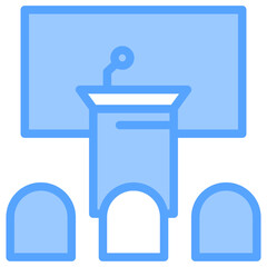 Conference Hall Blue Icon