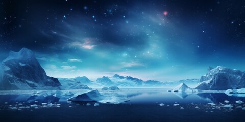 Fototapeta premium glowing blue, cyan grey abstract background with ice shapes floating in antarctica